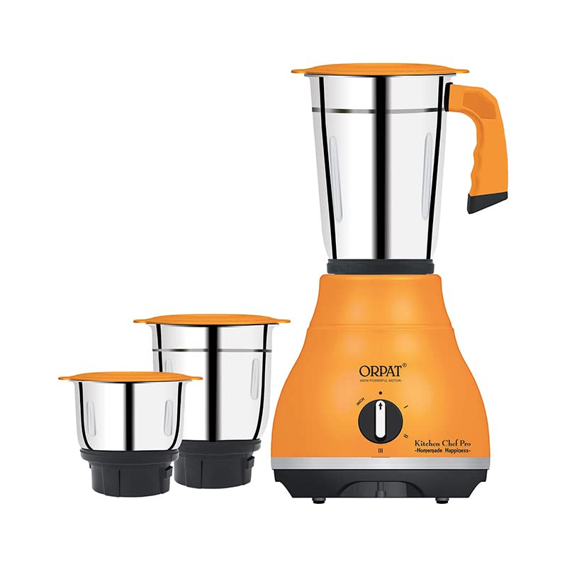 Orpat Mixer Grinder Kitchen Chef Pro 650W Tangerine