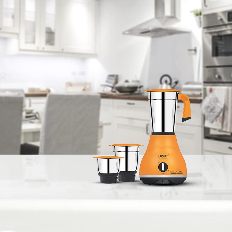 Orpat Mixer Grinder Kitchen Chef Pro 650W Tangerine