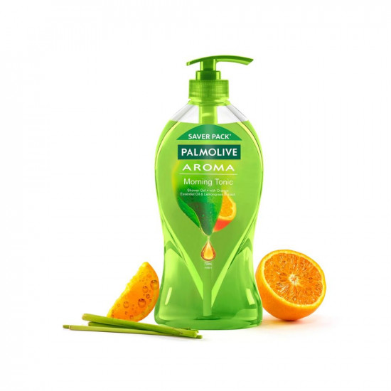 Palmolive Orange Essential Oil & Lemongrass Aroma Morning Tonic Body Wash I Brightening | Soft & Glowing skin I No paraben & silicones, pH balanced, Body Wash 750ml