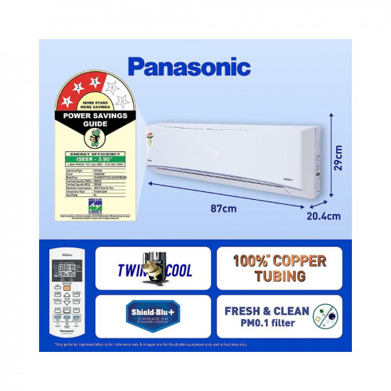 Panasonic 1.5 Ton 3 Star Wi-Fi Inverter Smart Split AC (Copper Condenser, 7 in 1 Convertible with additional AI Mode, PM 0.1 Air Purification Filter, CS/CU-SU18YKYWT,2023 Model, White)
