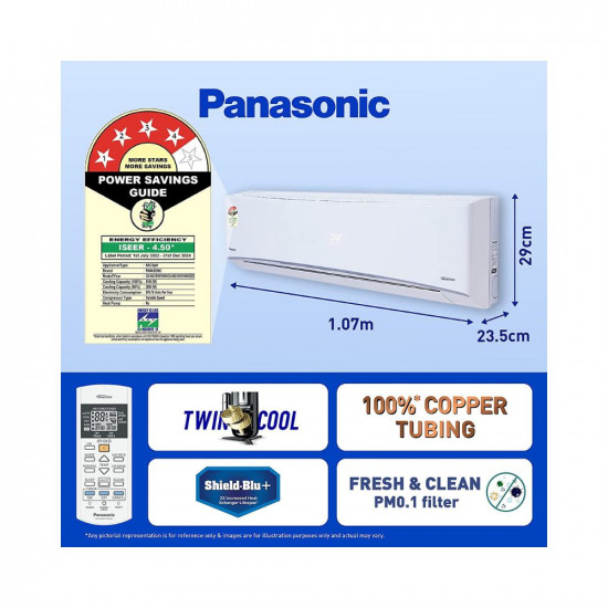 Panasonic 1.5 Ton 4 Star Wi-Fi Inverter Smart Split AC (Copper Condenser, 7 in 1 Convertible with additional AI Mode, 4 Way Swing, PM 0.1 Air Purification Filter, CS/CU-NU18YKY4W,2023 Model, White)