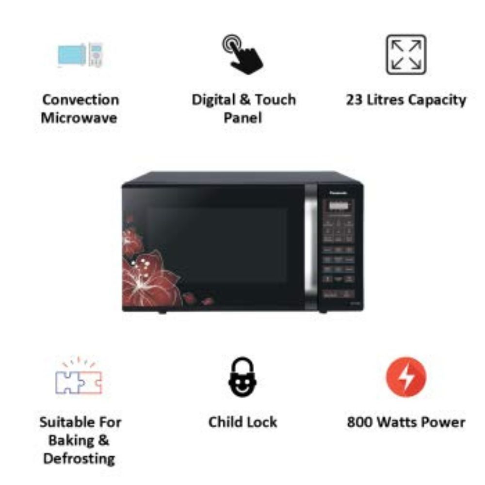 Panasonic 23 Litres Convection Microwave Oven 360 Heat Wrap NN-CT35LBFDG Black Floral