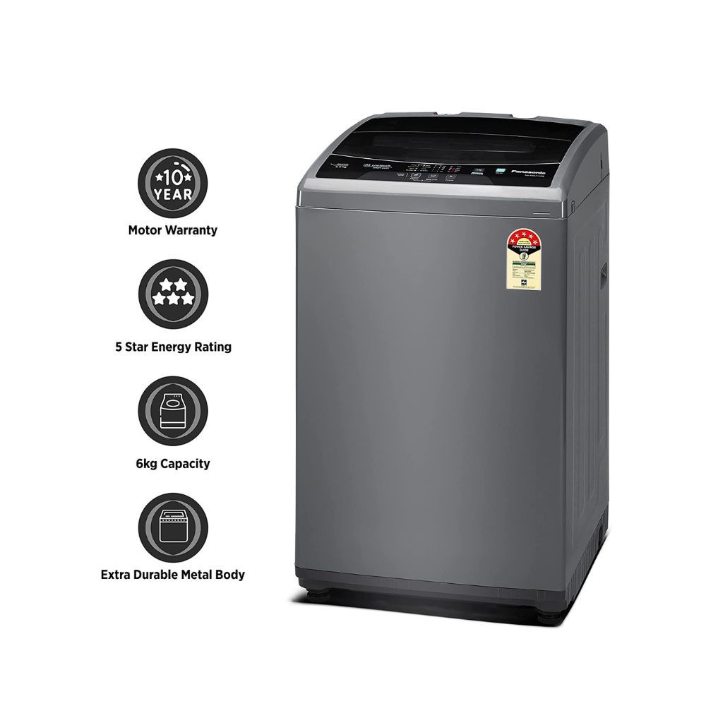 Panasonic 6 Kg 5 Star Fully-Automatic Top Loading Washing Machine ( NA-F60LF1HRB, Grey