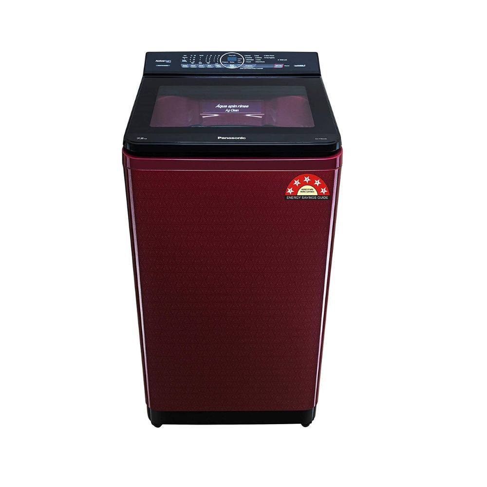 Panasonic 7.5 Kg 5 Star Built-In Heater Fully-Automatic Top Loading Washing Machine Wine Red Active Foam System(NA-F75AH9RRB)