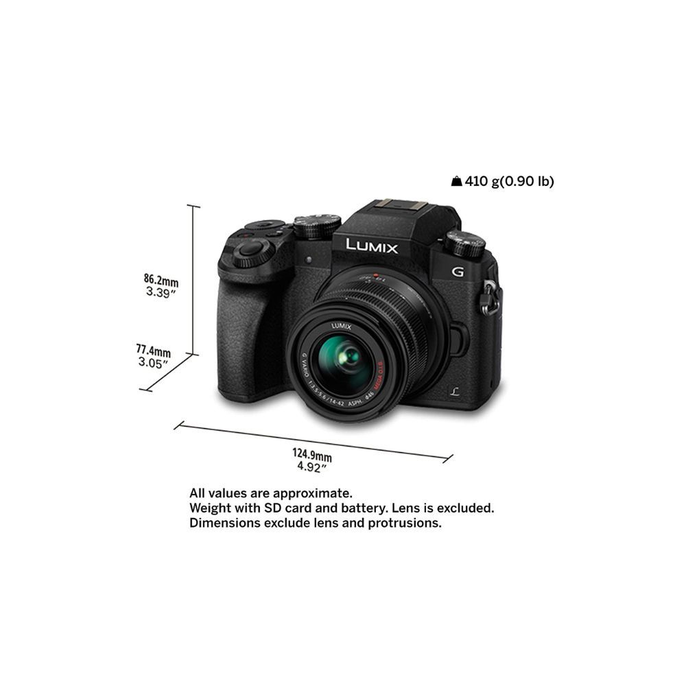 Panasonic LUMIX G7 16.00 MP 4K Mirrorless Interchangeable Lens Camera Kit with 14-42 mm Lens (Black) with 3x Optical Zoom