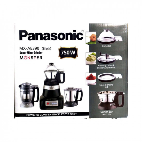Panasonic MX-AE390 Black Monster Super Mixer Grinder 750W With 3 Jar