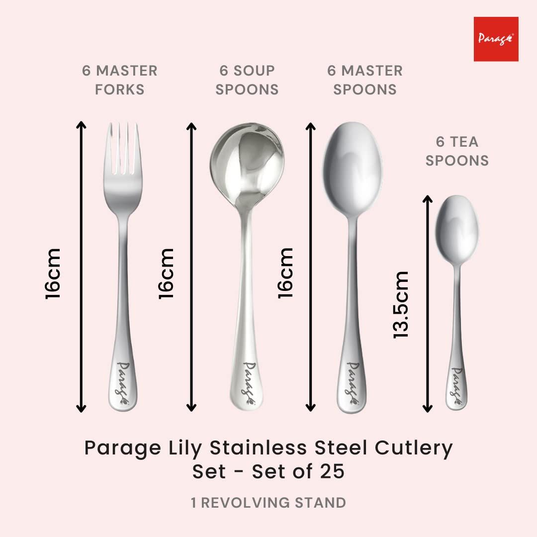 Parage Lily Premium Stainless Steel Cutlery Set - Set of 25