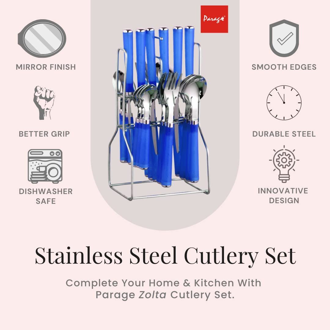 Parage Zolta Stainless Steel Cutlery Set- Set of 25 Stylish (Blue)