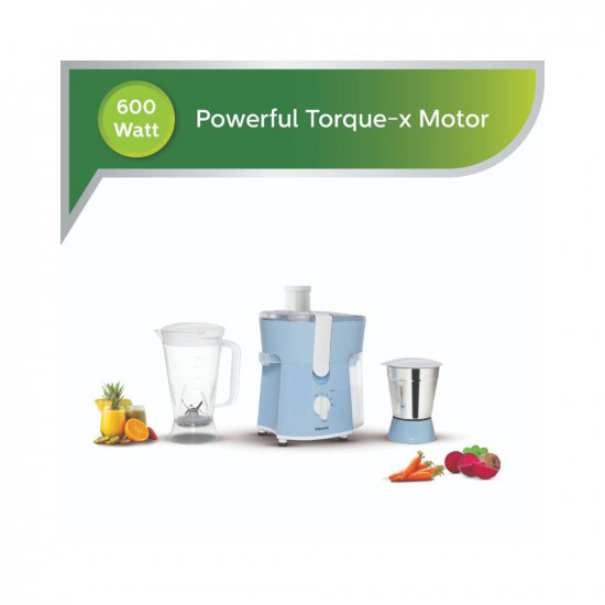 Philips Amaze HL757500 600-Watt Juicer Mixer Grinder with 2 Jars Celestial BlueBright White