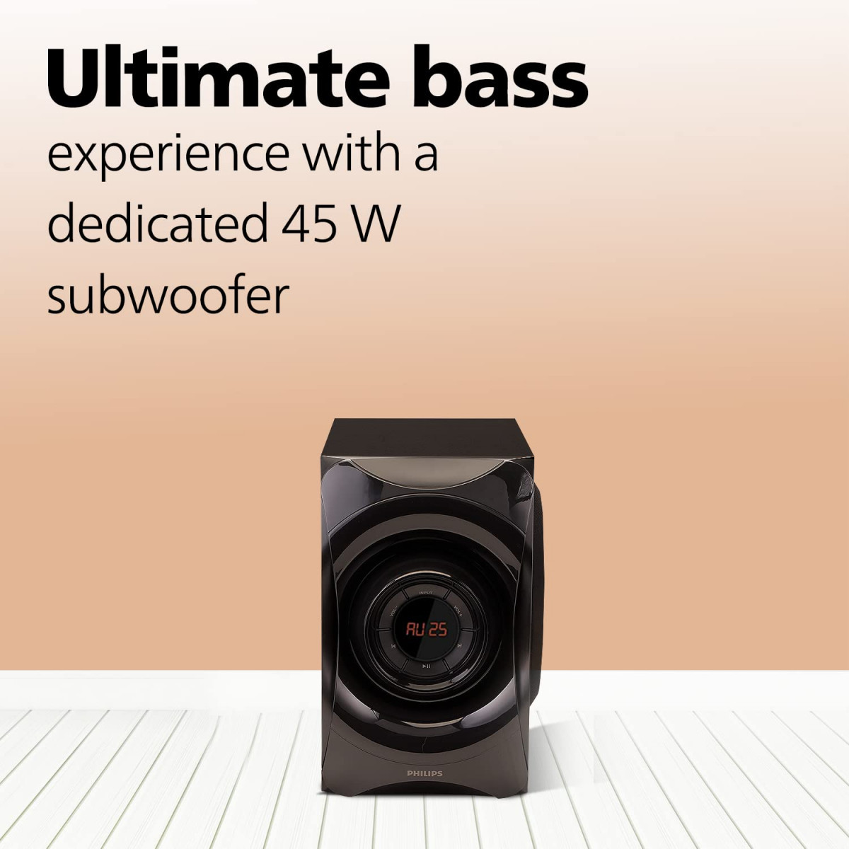 Philips Audio SPA8000B94 51 Channel Multimedia Speaker System with Bluetooth 5x15W Satellite Speakers LED Display Robust Design  Matte Finish Black