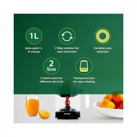 PHILIPS Citrus Press Juicer HR279900 Black  Transparent Large
