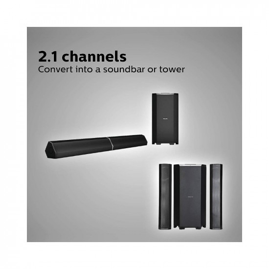 Philips Convertible Soundbar MMS8085B94 21 Channel 80W with Multiple-Connectivity Option Black