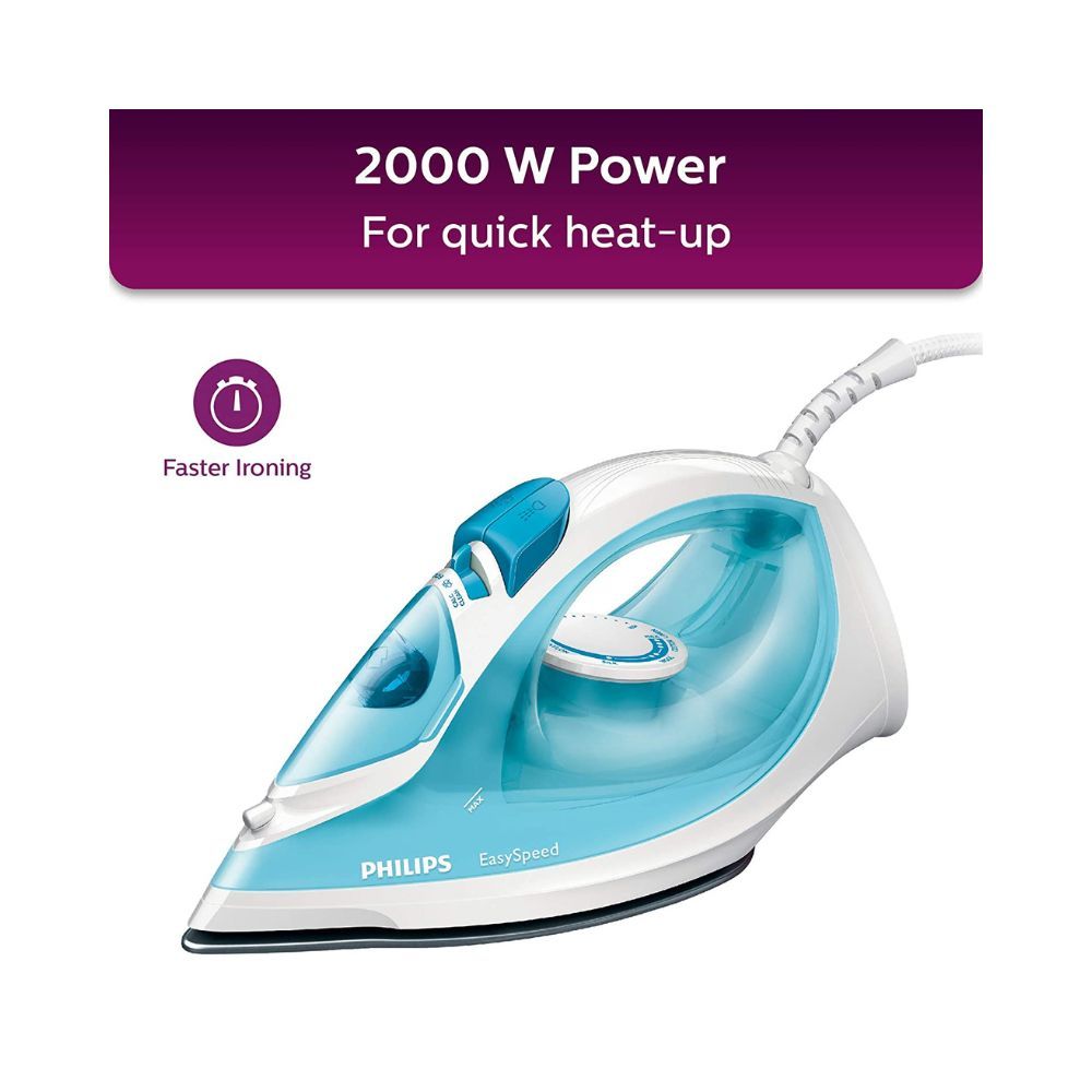 Philips Easy Speed Steam Iron With Ceramic Soleplate BlueFree Size