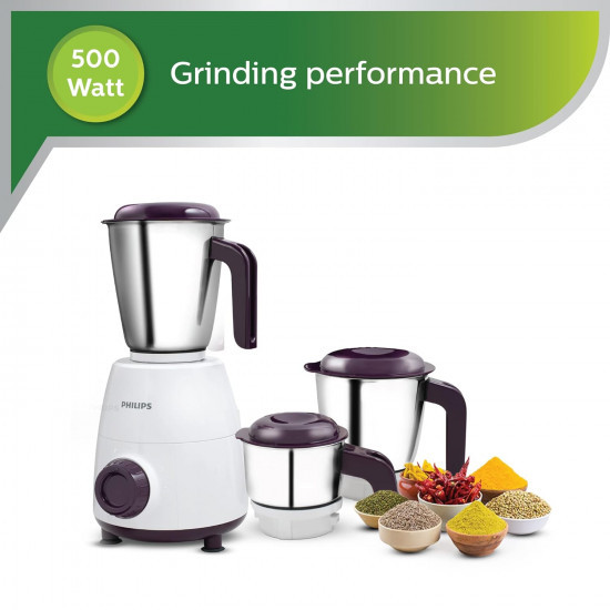 PHILIPS HL7505 500W Mixer Grinder White and Purple