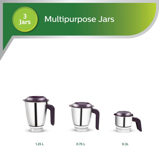 PHILIPS HL7505 500W Mixer Grinder White and Purple