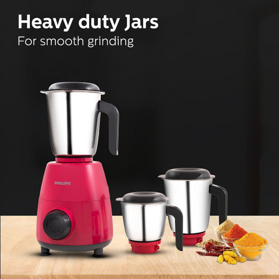 Philips HL750502 Mixer Grinder 500W Endura Motor with rapid cool motor technology 3 heavy duty and leak proof Jars