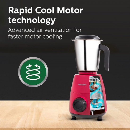 Philips HL750502 Mixer Grinder 500W Endura Motor with rapid cool motor technology 3 heavy duty and leak proof Jars