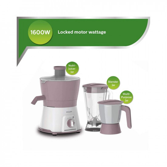 Philips HL757800 600W Turbo Juicer Mixer Grinder with 3 Jars - Nuti Juicer Jar Blender and Multi Purpose jar