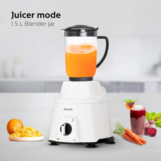 PHILIPS Mixer Grinder 750 Watt 3 in 1 Mixer Grinder  Juicer  Food Processor 4 Jar HL776300