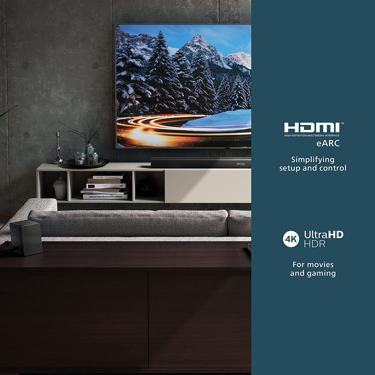 Philips Soundbar TAB8967 71 Ch 512 Real Surround Dolby Atmos Wireless Subwoofer UP-Firing Speakers Wireless Rear Speakers AI Voice Assistant 780W Black