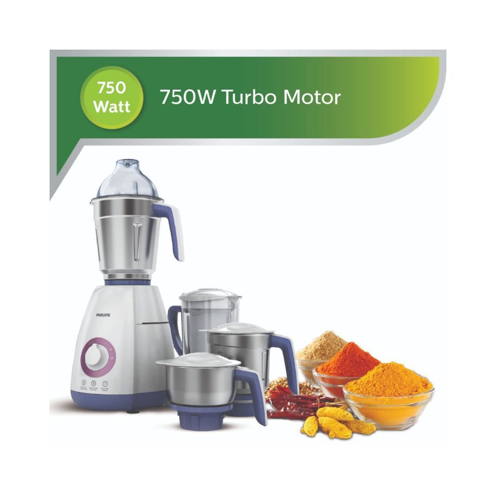 Philips Viva Collection HL770100 Mixer Grinder 750 Watts 4 Jars Elegant Lavender and White