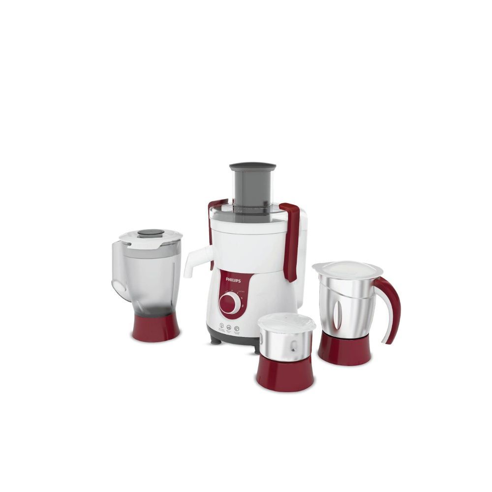 Philips Viva HL7715 700-Watt Juicer Mixer Grinder with 3 Jars Pistil RedWhite