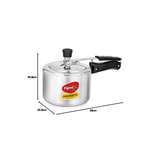 Pigeon by Stovekraft 12091 Favourite Aluminum Induction Base Pressure Cooker with Inner Lid 3 Litres Silver