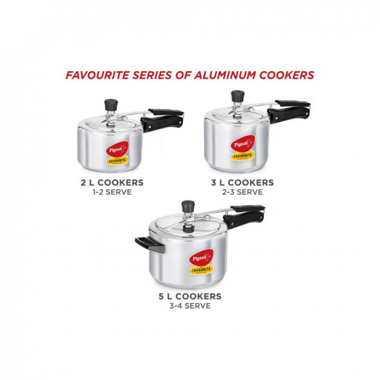Pigeon by Stovekraft 12091 Favourite Aluminum Induction Base Pressure Cooker with Inner Lid 3 Litres Silver