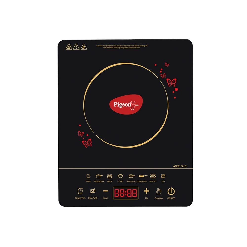 Pigeon By Stovekraft ABS Plastic Acer Plus Induction Cooktop 1800 Watts With Feather Touch Control - Black