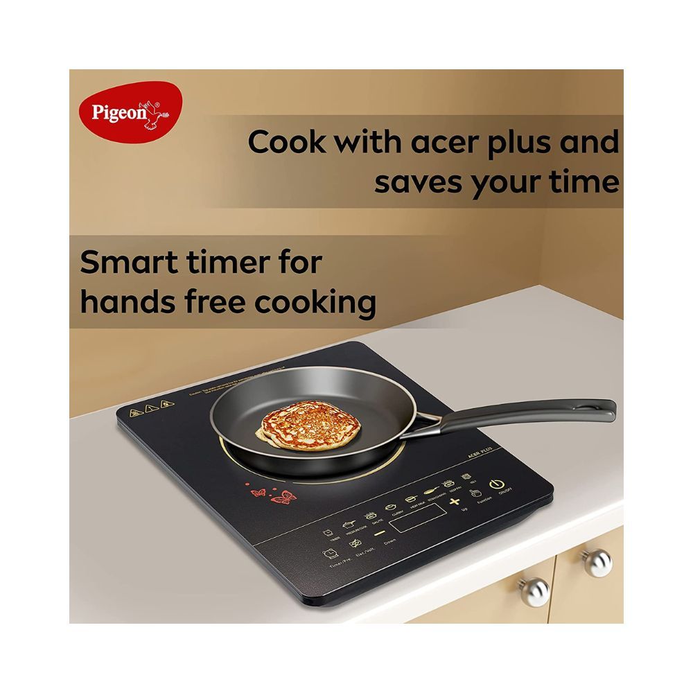 Pigeon By Stovekraft ABS Plastic Acer Plus Induction Cooktop 1800 Watts With Feather Touch Control - Black