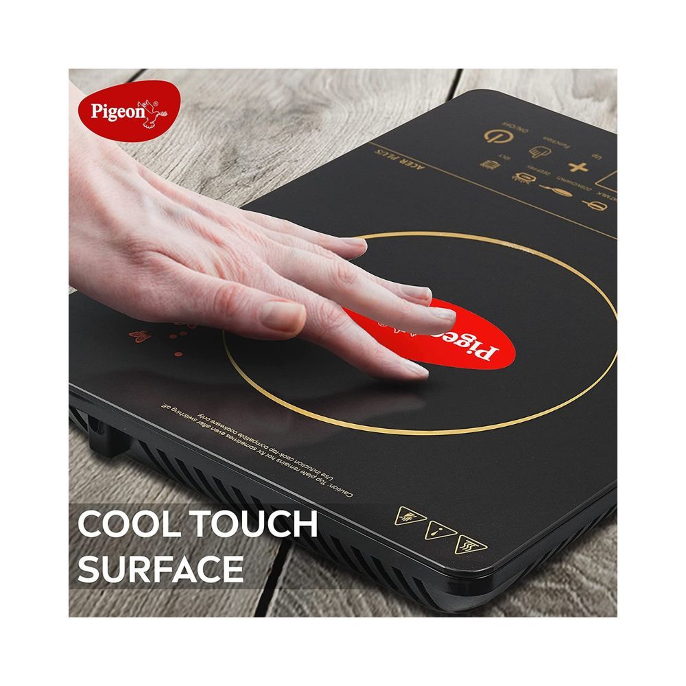 Pigeon By Stovekraft ABS Plastic Acer Plus Induction Cooktop 1800 Watts With Feather Touch Control - Black