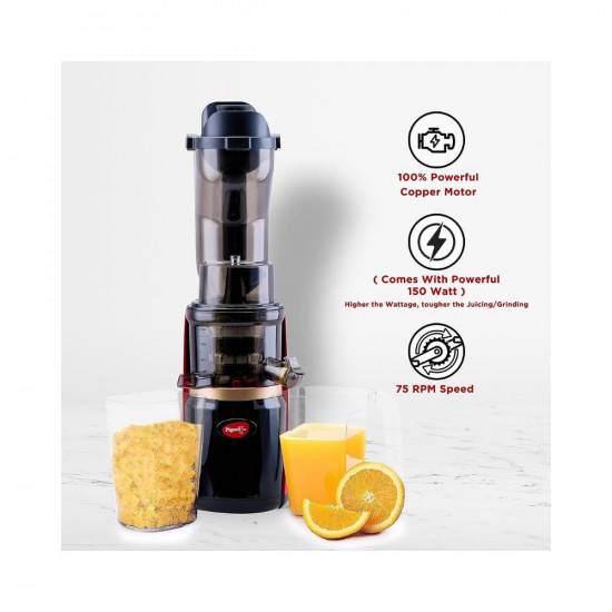 Pigeon by Stovekraft Cold Press Slow Juicer 150W Low Heat Motor Nutrient Rich Juice All-in-1 Fruits  Vegetable Juicer Maximum Juice Extraction Auger  Separate Juice  Pulp Cups  2 Year Warranty