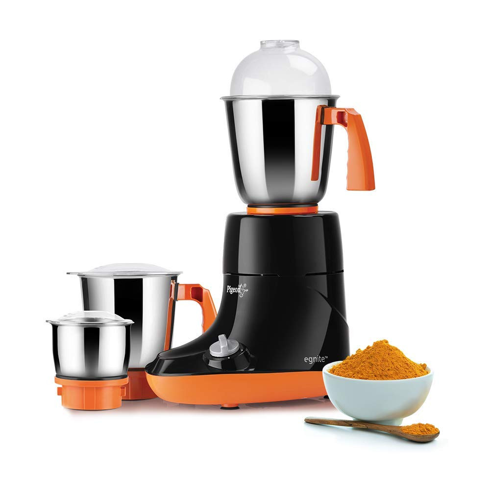 Pigeon by Stovekraft Egnite 750-Watt Mixer Grinder with 3 Stainless Steel Jars for dry grinding, wet grinding and making chutney