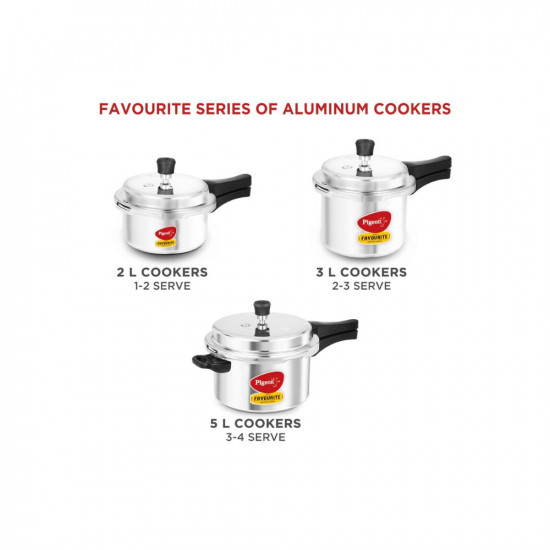 Pigeon By Stovekraft Favourite Aluminium Pressure Cooker with Outer Lid Induction and Gas Stove Compatible 5 Litre Capacity for Healthy Cooking Silver