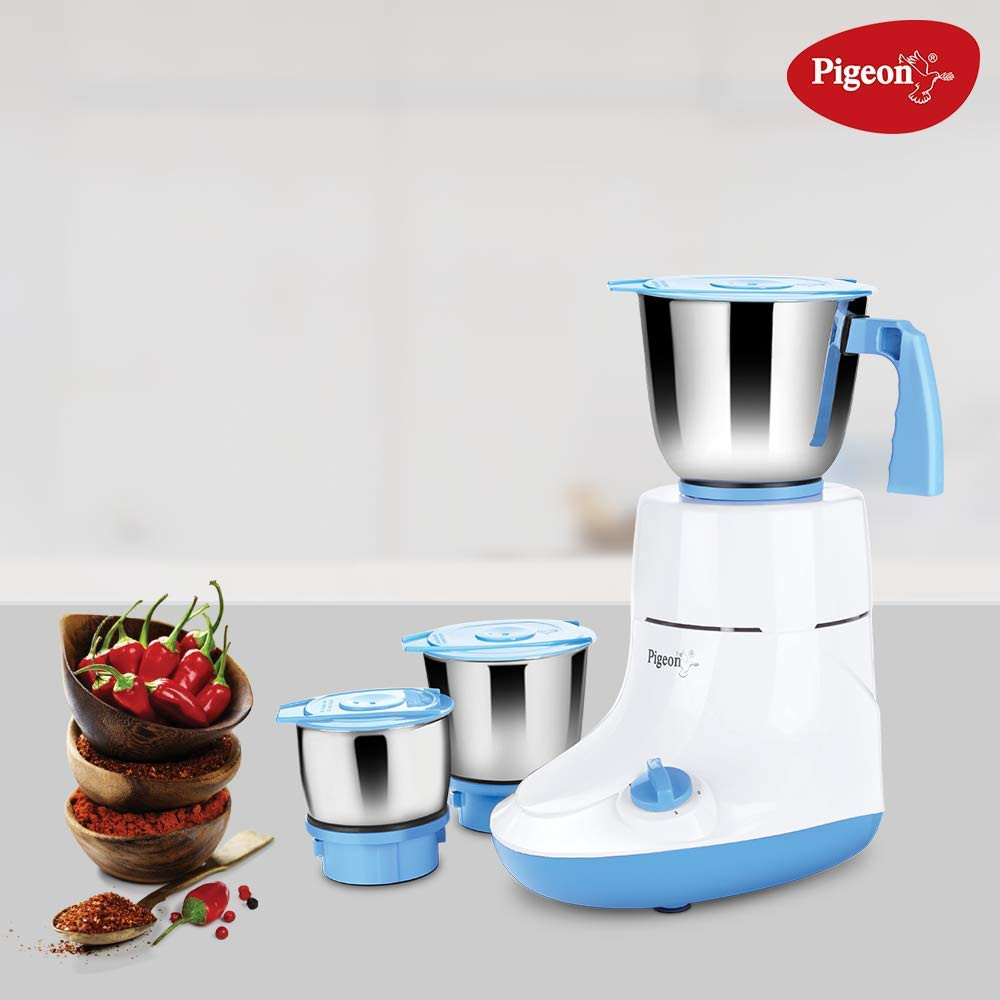 Pigeon by Stovekraft Glory 550 Watt Mixer Grinder with 3 Stainless Steel Jars for Dry Grinding Wet Grinding and Making Chutney white 14430