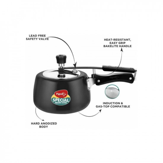 Pigeon by Stovekraft Hard Anodised Aluminium Inner Lid Cooker - 3 Litre with Induction Base Contura silver medium 14547