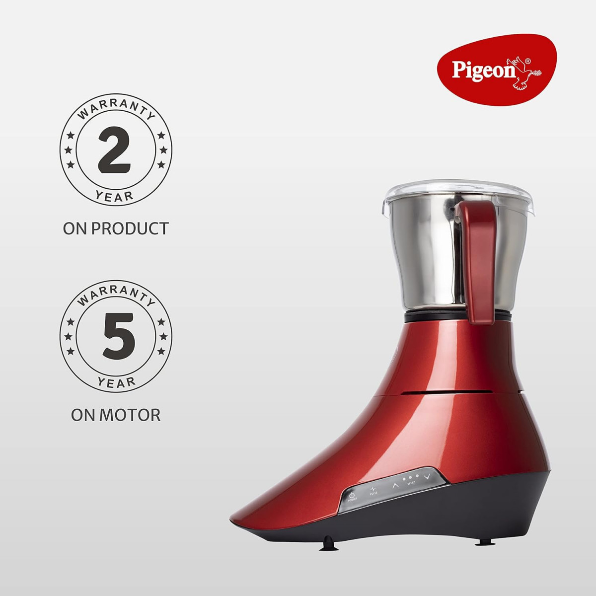 Pigeon by Stovekraft Senso 750 W Mixer Grinder with 3 Stainless Steel Jar for Juicing Chutney Making Dry Grinding Wet Grinding and Mincing