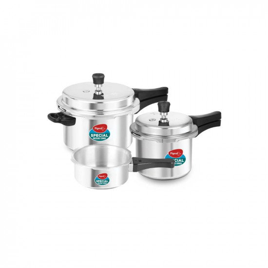 Pigeon By Stovekraft Special Aluminium Pressure Cooker Combo with Outer Lid Gas Stove Compatible 2 3 5 Litre Capacity for Healthy Cooking Silver