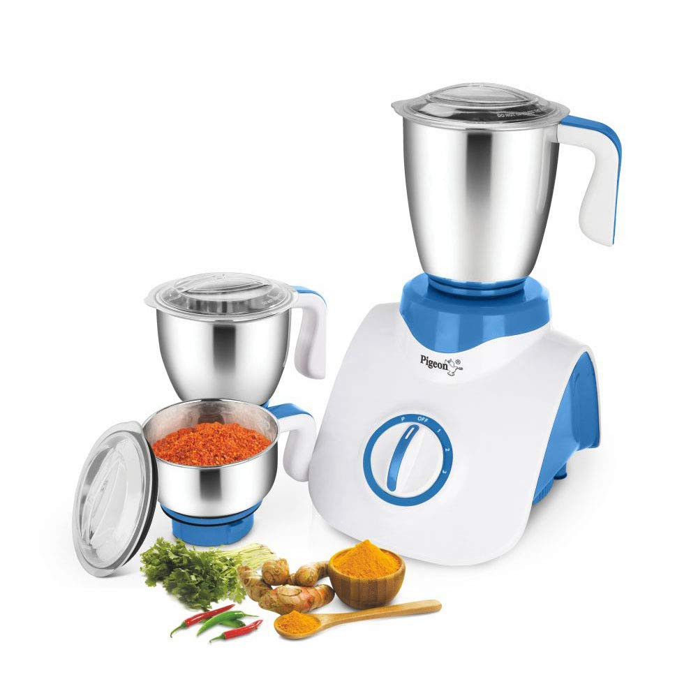 Pigeon by Stovekraft Super Storm 750 Watt Juicer Mixer Grinder with 4 Stainless Steel Jars for Juice Dry Grinding Wet Grinding and Making Chutney