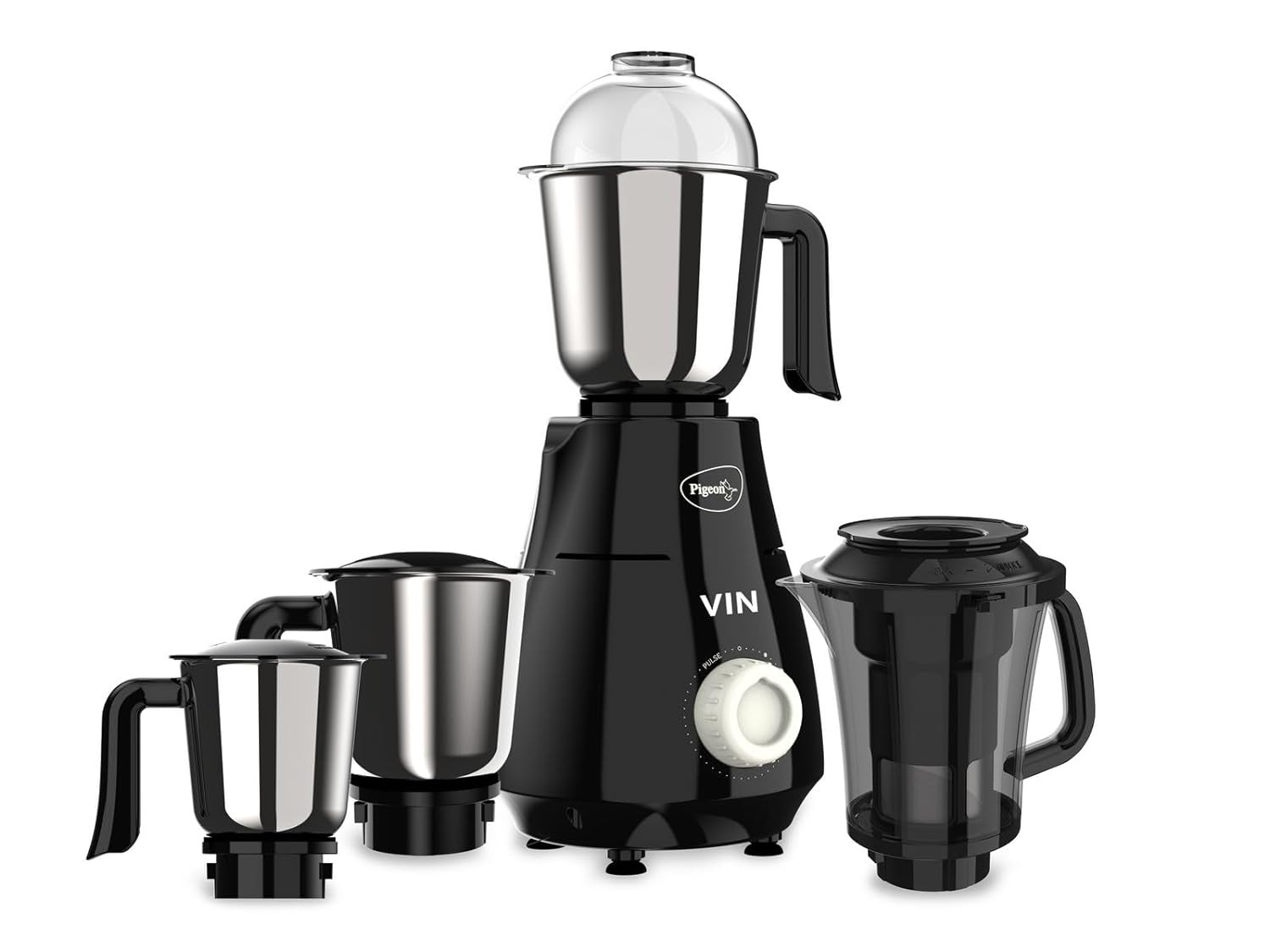 Pigeon by Stovekraft VIN Mixer Grinder Machine for Kitchen  750 Watts  4 MultiPurpose Jars for Juicing  Chutney Making  Dry Grinding  Wet Grinding  Mincing  Blender  Mixer  2 Year Warranty