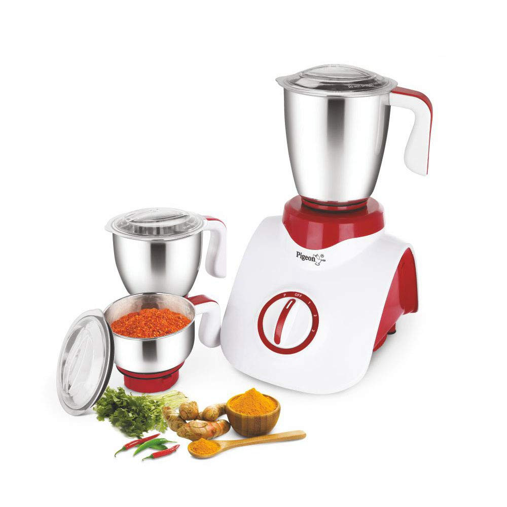 Pigeon Star 550 Watts Mixer Grinder with 3 Stainless Steel Jars for dry grinding wet grinding and making chutney