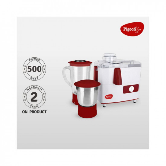 Pigeon Tornado 500 W Juicer Mixer Grinder with 2 Jars for Juicing Dry  Wet Grinding and Chutney Making - White
