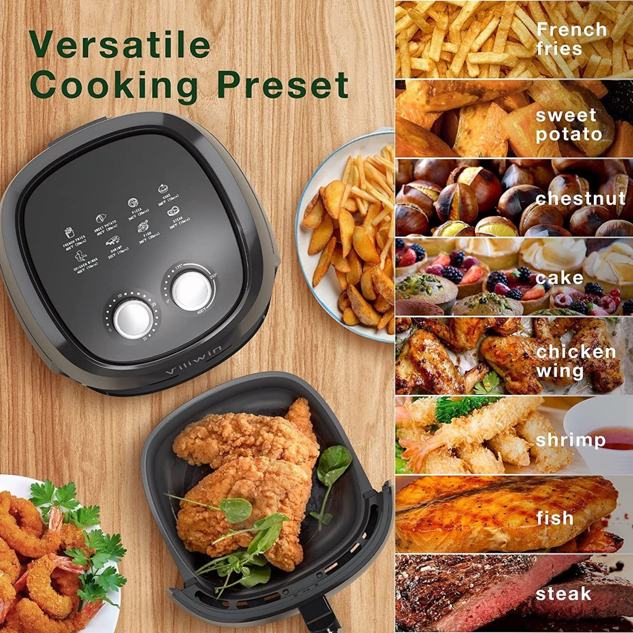 Pink pari Air Fryer 4 L Large Cooking Pan Capacity Convection oven Electric Fryer Toaster Dehydrator