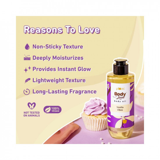 Plum BodyLovin' Vanilla Vibes Body Oil | Intense Moisture & Instant Glow | Long Lasting Warm Vanilla Fragrance