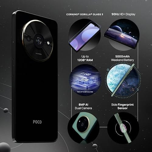 POCO C61 Diamond Dust Black 4GB RAM 64GB ROM