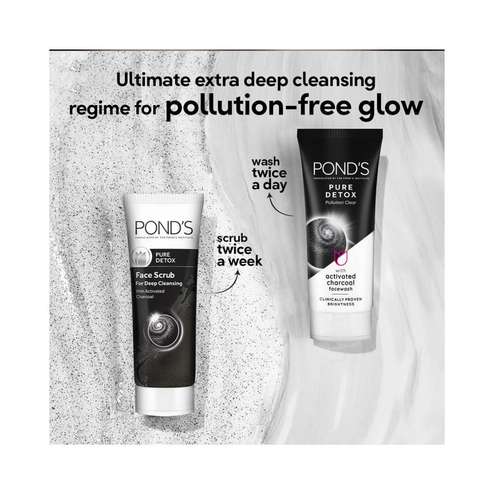 Pond'S Pure Detox Face Wash 200 G, Daily Exfoliating & Brightening Cleanser