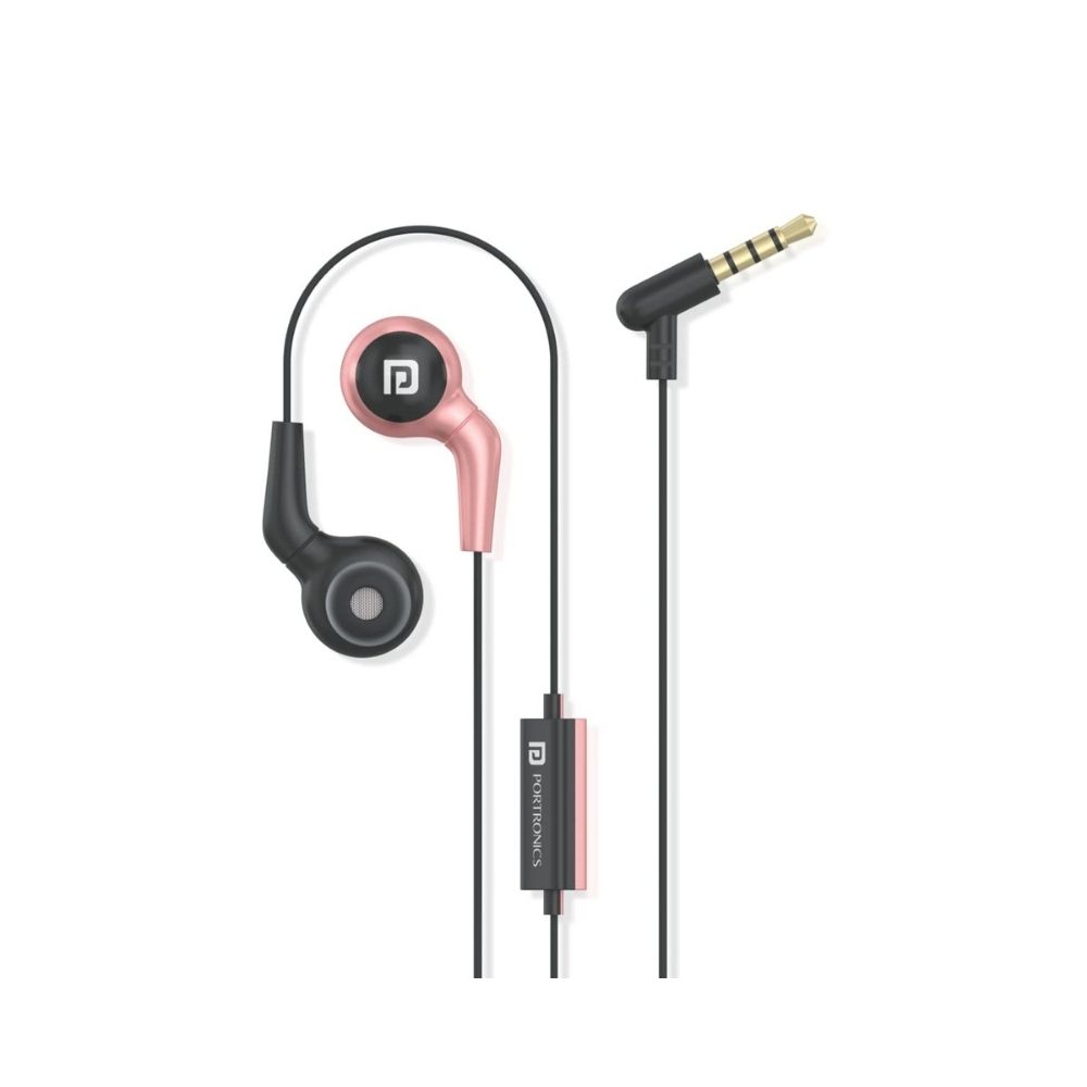 Portronics Conch 70 in-Ear Wired Earphone with Mic, 3.5mm Audio Jack(Pink)