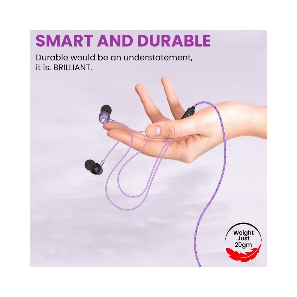 Portronics Conch 90 in Ear Wired Earphones with Mic, Type C Jack, 10mm Dynamic Drivers-(Purple)