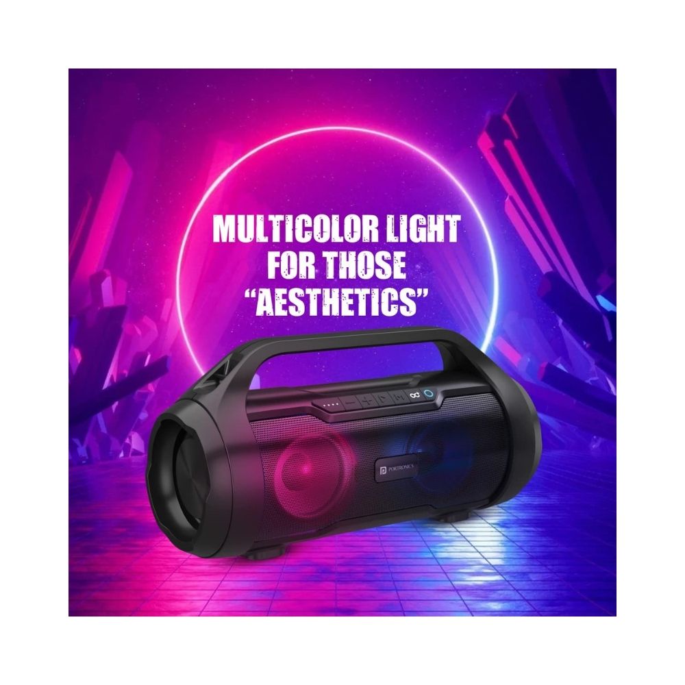 Portronics Dash 11 40W Bluetooth Speaker with Multi Color LED Light - Black