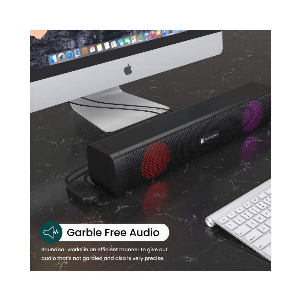 Portronics in Tune 1 6W Portable Wired USB Speaker for LaptopDesktop with LED Light-Black With RGB Light